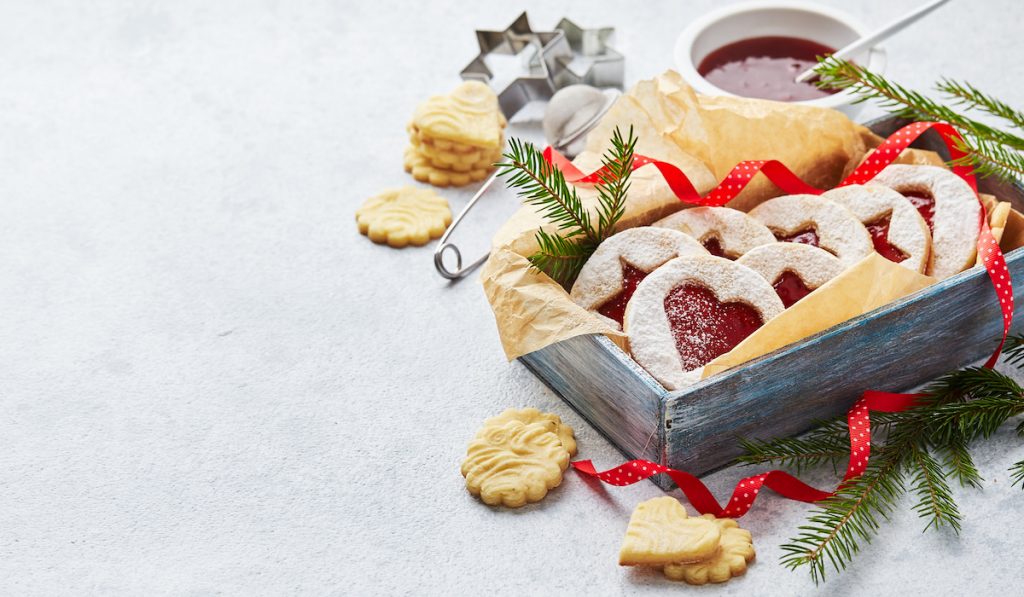 spitzbuben cookies in a festive box